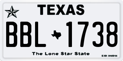 TX license plate BBL1738