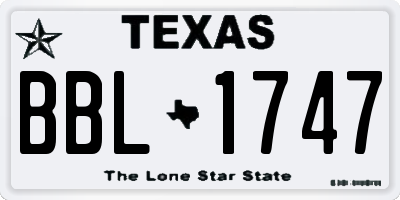TX license plate BBL1747