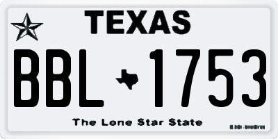 TX license plate BBL1753