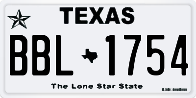 TX license plate BBL1754
