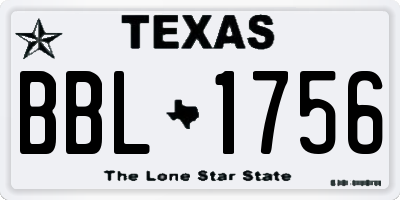 TX license plate BBL1756