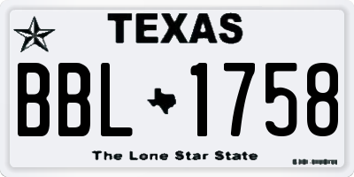 TX license plate BBL1758