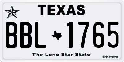 TX license plate BBL1765