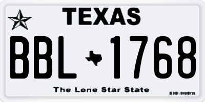 TX license plate BBL1768
