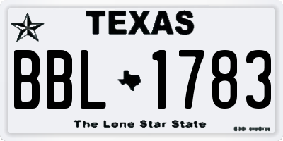 TX license plate BBL1783