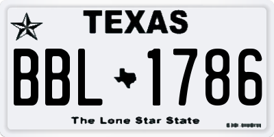 TX license plate BBL1786