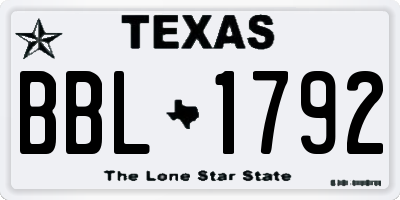 TX license plate BBL1792