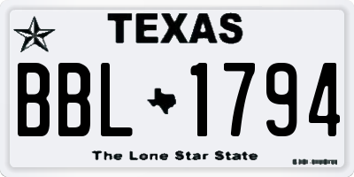 TX license plate BBL1794