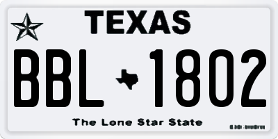 TX license plate BBL1802