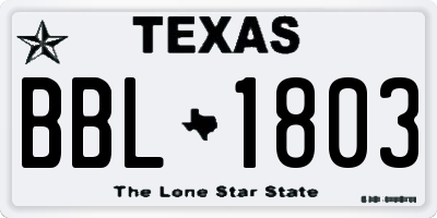 TX license plate BBL1803