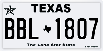 TX license plate BBL1807