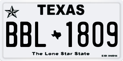 TX license plate BBL1809