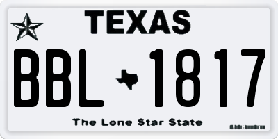 TX license plate BBL1817