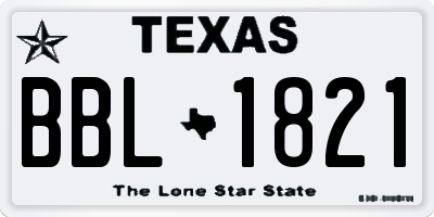 TX license plate BBL1821