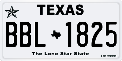 TX license plate BBL1825