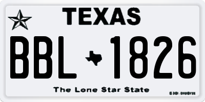 TX license plate BBL1826