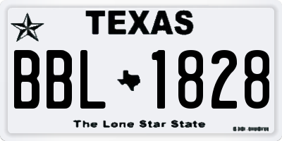 TX license plate BBL1828
