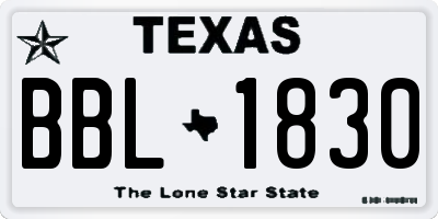 TX license plate BBL1830