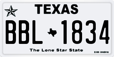 TX license plate BBL1834