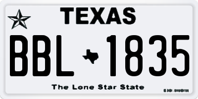 TX license plate BBL1835