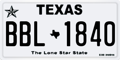 TX license plate BBL1840