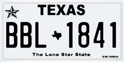 TX license plate BBL1841