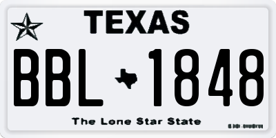 TX license plate BBL1848