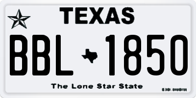 TX license plate BBL1850