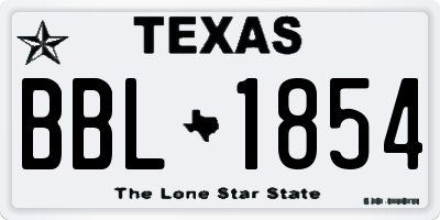 TX license plate BBL1854