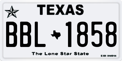 TX license plate BBL1858