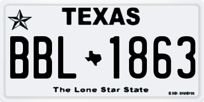 TX license plate BBL1863