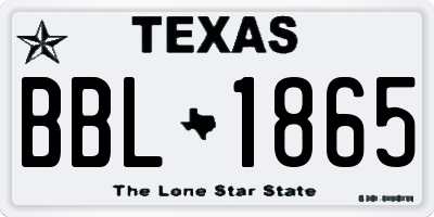 TX license plate BBL1865