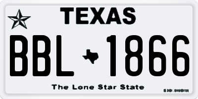 TX license plate BBL1866