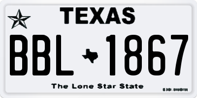 TX license plate BBL1867