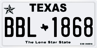 TX license plate BBL1868