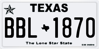 TX license plate BBL1870