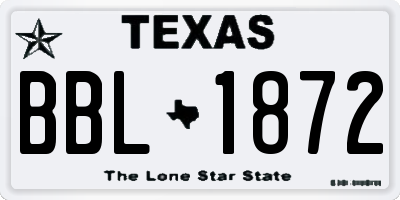 TX license plate BBL1872
