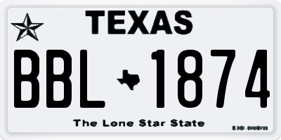 TX license plate BBL1874