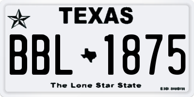 TX license plate BBL1875