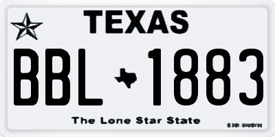 TX license plate BBL1883