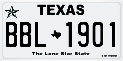 TX license plate BBL1901