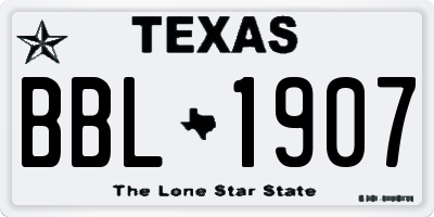TX license plate BBL1907