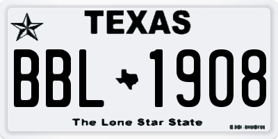 TX license plate BBL1908