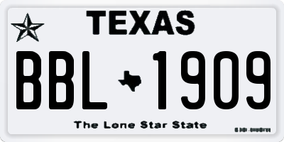 TX license plate BBL1909