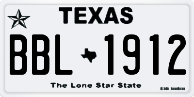 TX license plate BBL1912