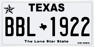TX license plate BBL1922