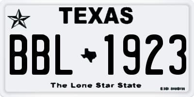 TX license plate BBL1923