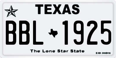 TX license plate BBL1925
