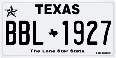 TX license plate BBL1927