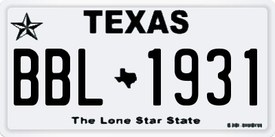 TX license plate BBL1931